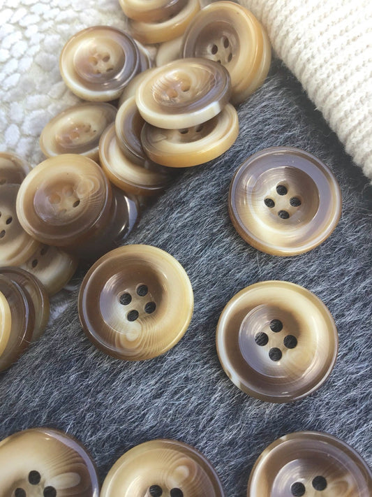 Italian Ginger Brown Textured 4 Hole Buttons 13/16" (20mm) 32L Vintage Sewing Button #1093 by the piece & Wholesale Buttons