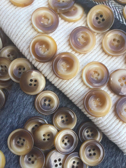 Italian Ginger Brown Textured 4 Hole Buttons 13/16" (20mm) 32L Vintage Sewing Button #1093 by the piece & Wholesale Buttons