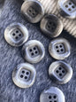 Italian Square Centered Multi Gray Textured Italian 4 Hole Buttons 13/16” (20mm) 32L Vintage Button #1091