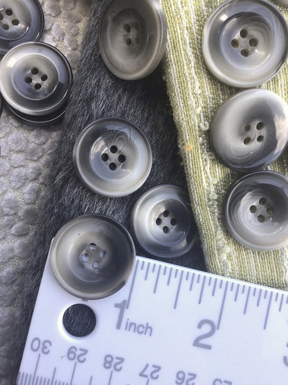 Italian Two Toned Gray 4 Hole Buttons 15/16” (23mm) 36L Vintage Sewing Button #1089