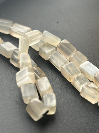 Hand-cut Gemstone Frosted Grey Translucent Beads for Jewelry, Bracelets and Necklaces 13” Strand 42 PCs Rectangular Shaped 8mm x 5mm #81-6