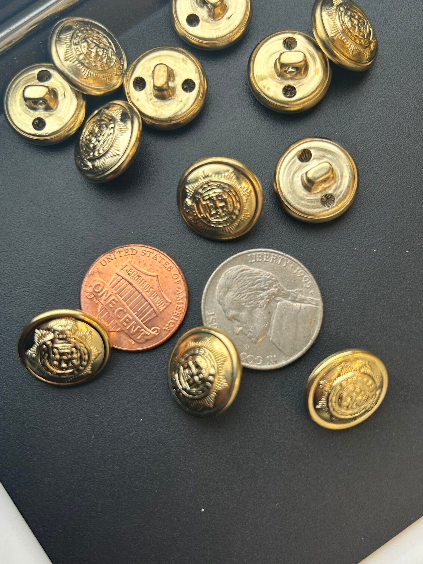 GOLD & SILVER EMBOSSED Metal Buttons, Dress Metal Buttons, Shirts Metal Buttons 7/8” (22mm) #1195 5/8” (15mm) #1194 silver #1193 gold