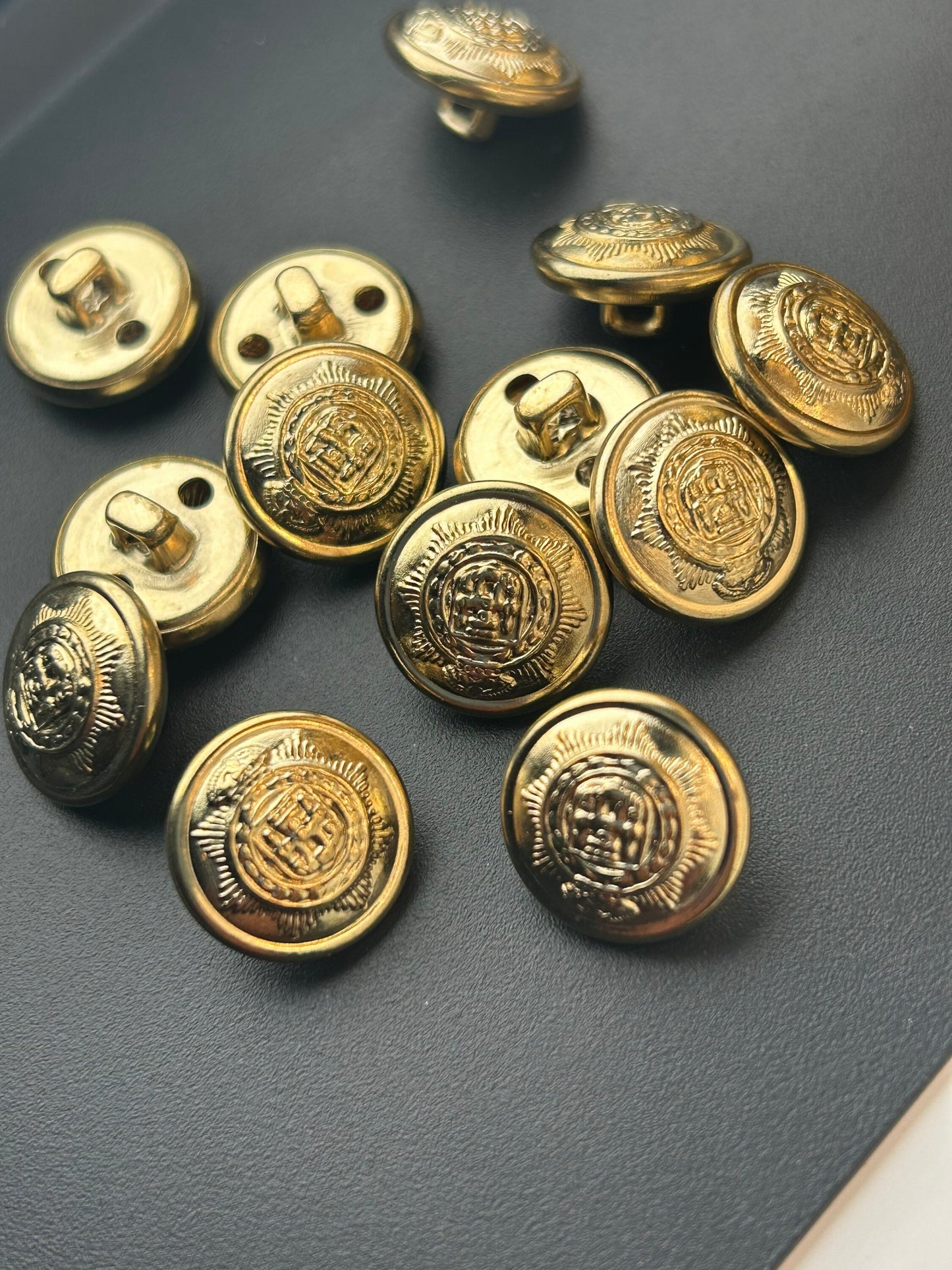 GOLD & SILVER EMBOSSED Metal Buttons, Dress Metal Buttons, Shirts Metal Buttons 7/8” (22mm) #1195 5/8” (15mm) #1194 silver #1193 gold