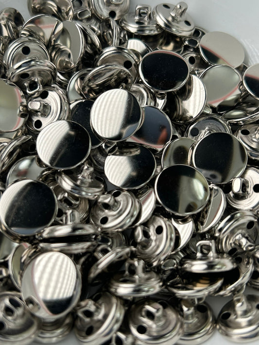 SILVER METAL Buttons 15mm (5/8") Metal Shank Buttons, Jeans Buttons, Pants Buttons, Dress Buttons, Shirt Buttons, Cuff Buttons #1171