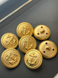 1” GOLD ANCHOR EMBOSSED Metal Buttons 25mm Matte Gold Metal Shank Buttons for Clothing / Blazer Coat Buttons, Dress & Jacket Buttons #1183