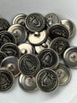 Silver SHIELD EMBOSSED METAL Buttons 7/8” 22mm Metal Shank Buttons for Clothing / Blazer Coat Buttons, Dress & Jacket Buttons #197