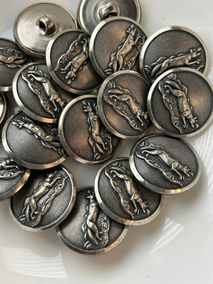 ANIMAL EMBOSSED SILVER Metal Buttons 7/8” Metal Shank Buttons #174