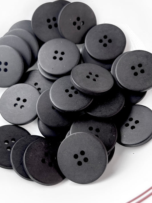 1” BLACK 4 HOLE Buttons (25mm) 40L Black Buttons / dress Buttons / Jacket Buttons/ Wholesale Buttons #1176