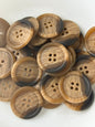 ITALIAN BUTTONS 4 Hole Tan Earth Brown Buttons 1-1/8" (28mm) Designer Buttons / Clothing Vintage Buttons #1085