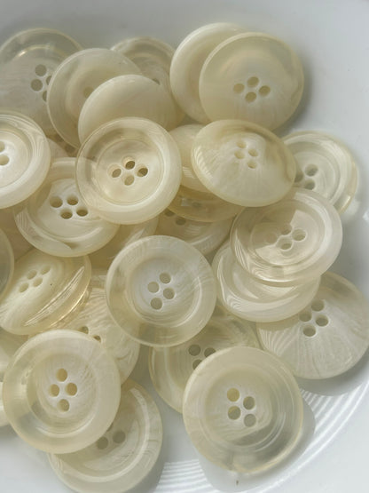 ITALIAN BUTTONS 4 hole Clear White Buttons 1” (25mm) Designer Buttons / Clothing  Buttons #1070