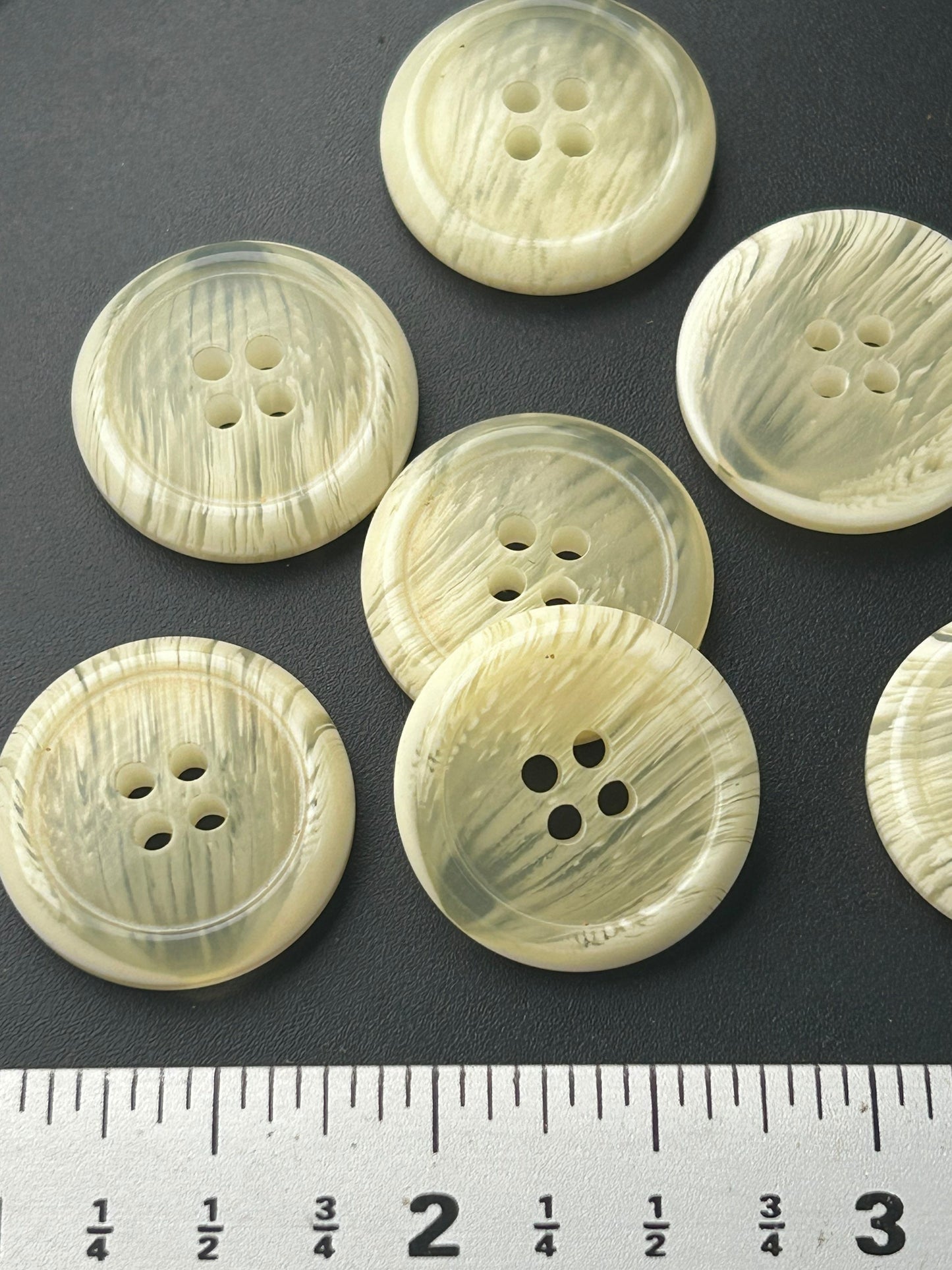 ITALIAN BUTTONS 4 hole Clear Cream Buttons 7/8” (23mm) Designer Buttons / Clothing  Buttons #1076