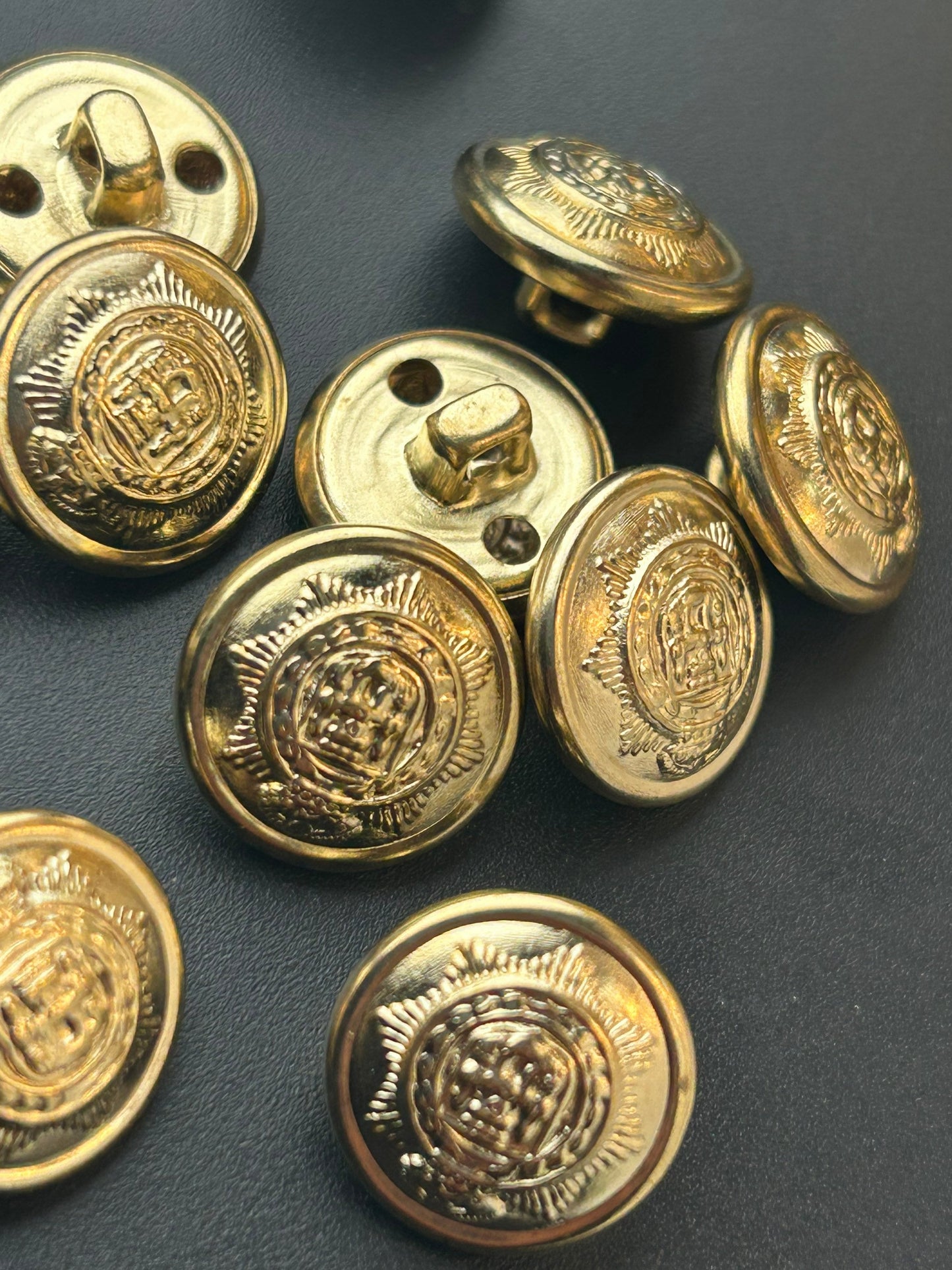 GOLD & SILVER EMBOSSED Metal Buttons, Dress Metal Buttons, Shirts Metal Buttons 7/8” (22mm) #1195 5/8” (15mm) #1194 silver #1193 gold