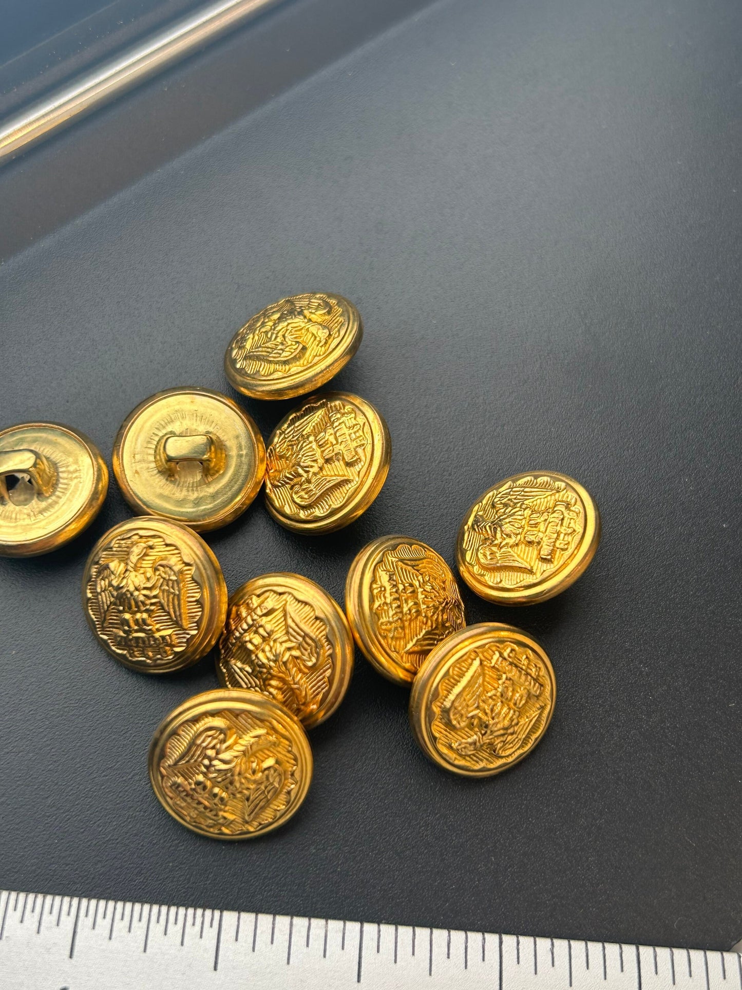 GOLD Eagle EMBOSSED METAL Buttons 15mm (5/8") Vintage Gold Metal Shank Buttons for Clothing / Blazer Coat Buttons & Jacket Buttons #1189