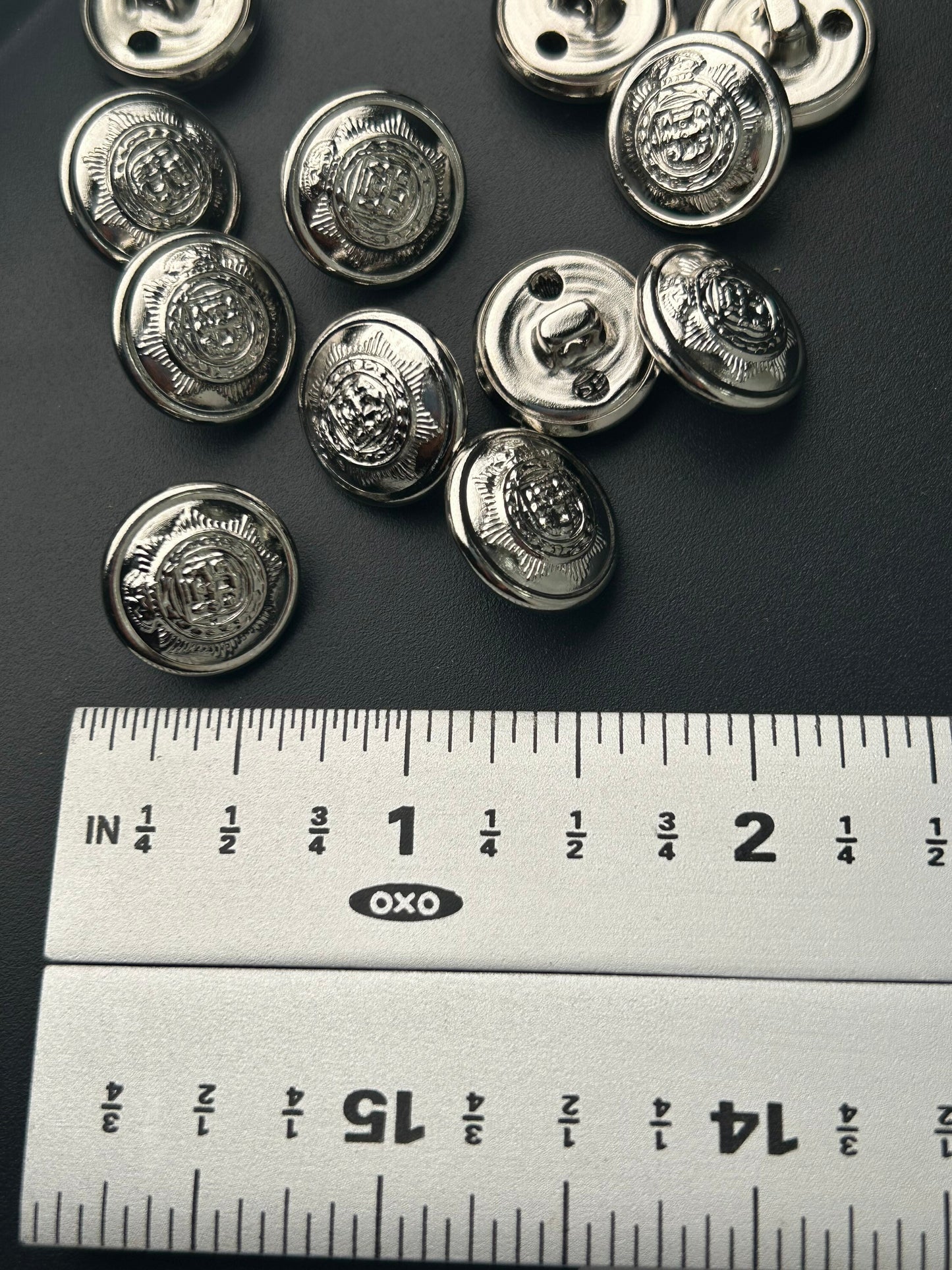 GOLD & SILVER EMBOSSED Metal Buttons, Dress Metal Buttons, Shirts Metal Buttons 7/8” (22mm) #1195 5/8” (15mm) #1194 silver #1193 gold