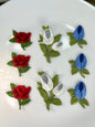 Sweet flowers vintage appliqués blue white red wholesale lace embroidered appliques lot collection #43