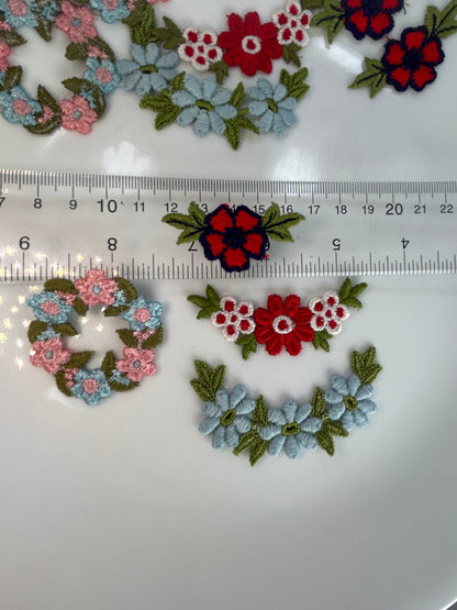 Holiday floral appliqués 4 gorgeous styles to choose from: blue/pink, red/navy, blue, red/white vintage collection #45