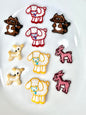 Sheep deers chipmunk Appliqués Collection red yellow pink butter cream, brown embroidered appliques patches #56