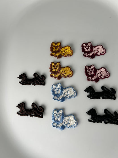 Lion Vintage Appliqués Collection blue gold wine black and chocolate brown lions set patches #51