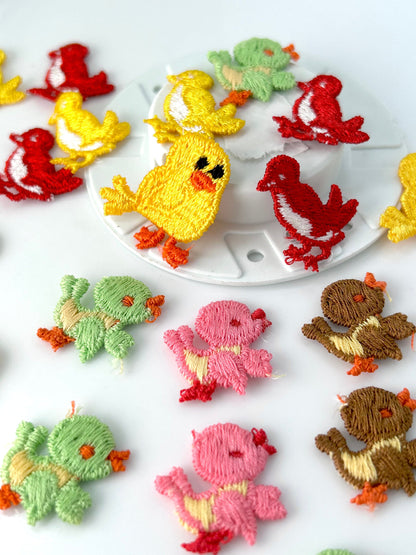 Vintage chicks and birds Appliqués Collection brown lime pink red yellow wholesale embroidered appliques patches #53