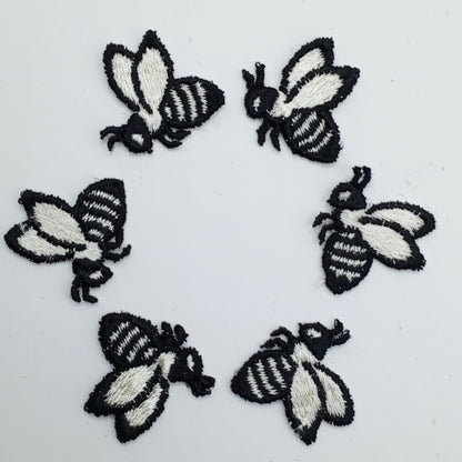 Black, white bumblebee sewing patches appliqué #496