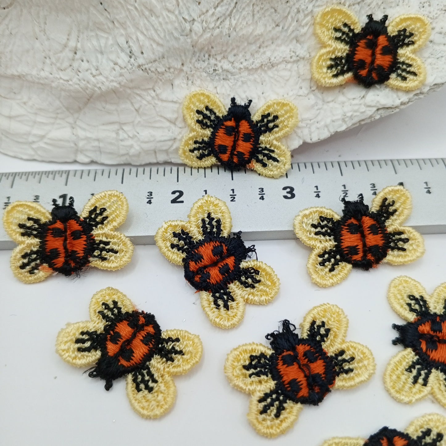 Yellow orange black ladybug sewing  applique #493