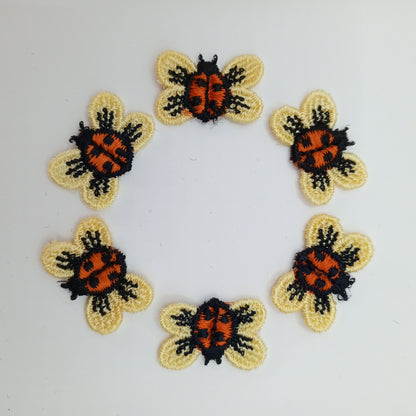 Yellow orange black ladybug sewing  applique #493