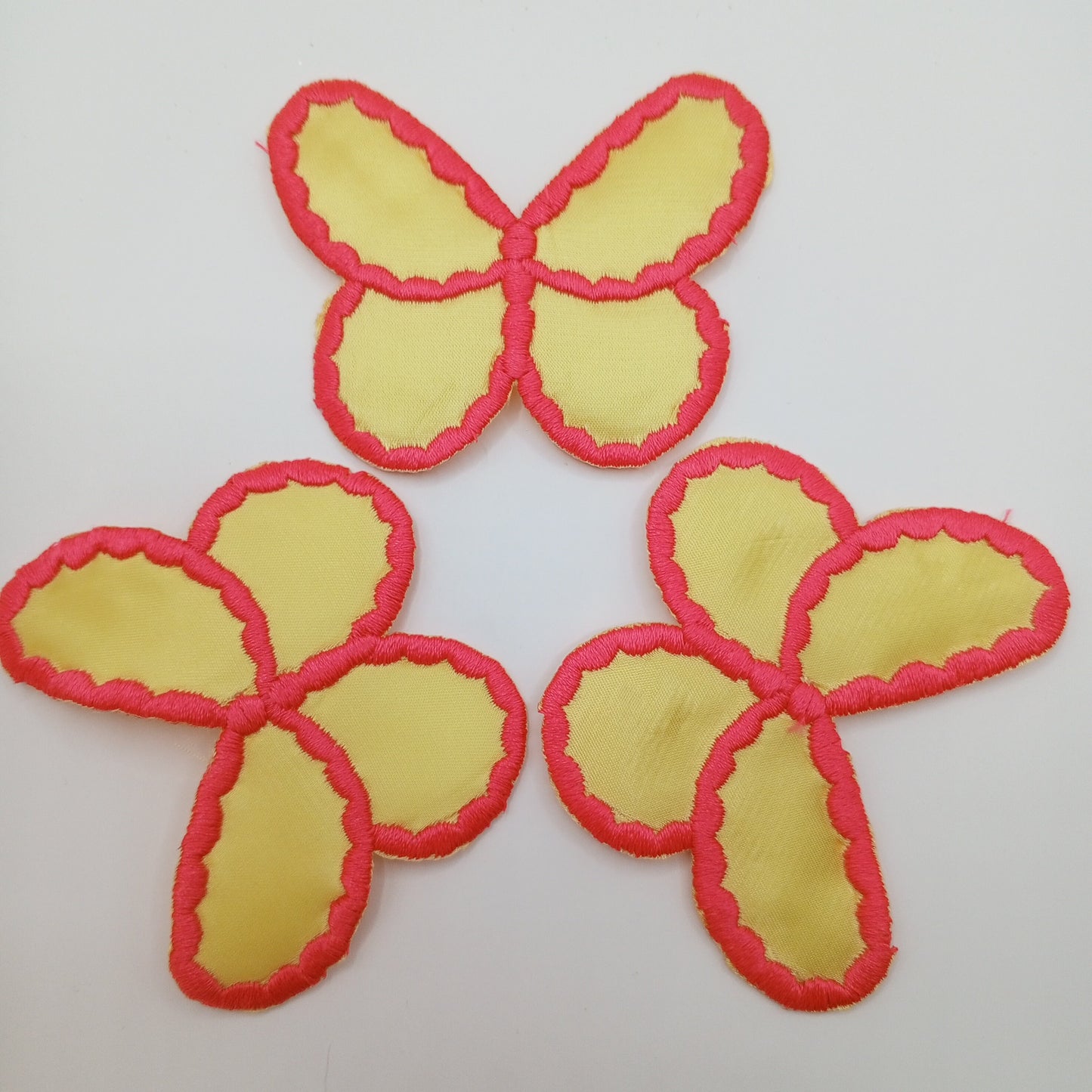 Hot Pink Yellow Butterfly Appliques Iron on Patches #491