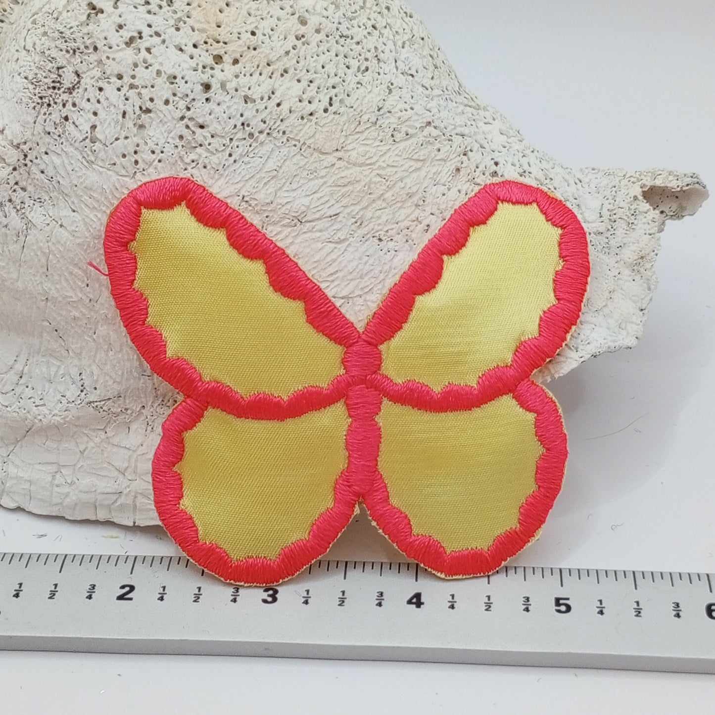 Hot Pink Yellow Butterfly Appliques Iron on Patches #491