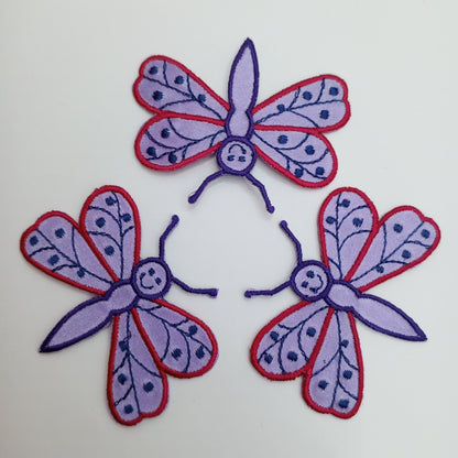 Pink purple Cute dragonfly iron on Patches sewing appliqué #483