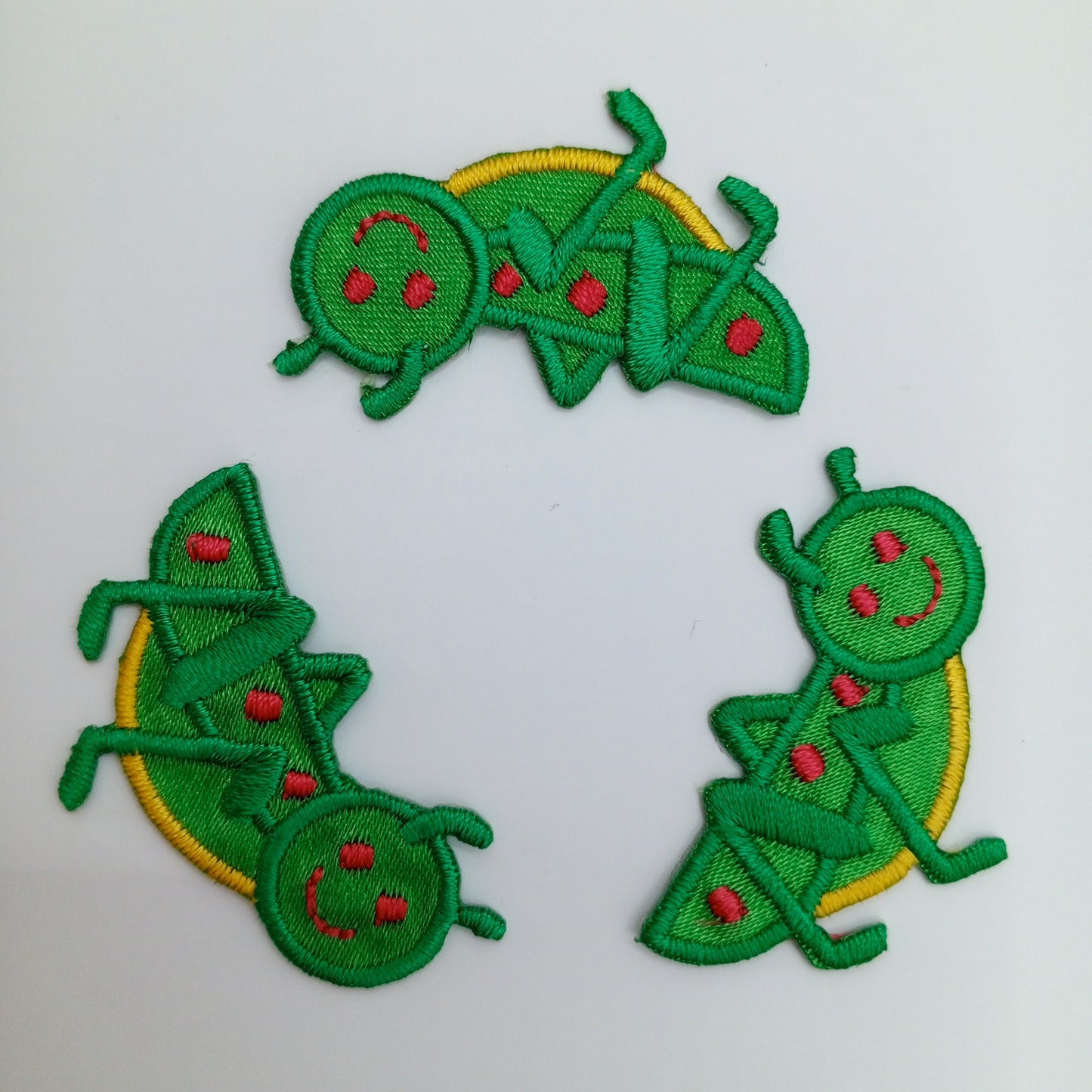 Cute Green grasshopper Patches yellow red iron on sewing appliqué #481