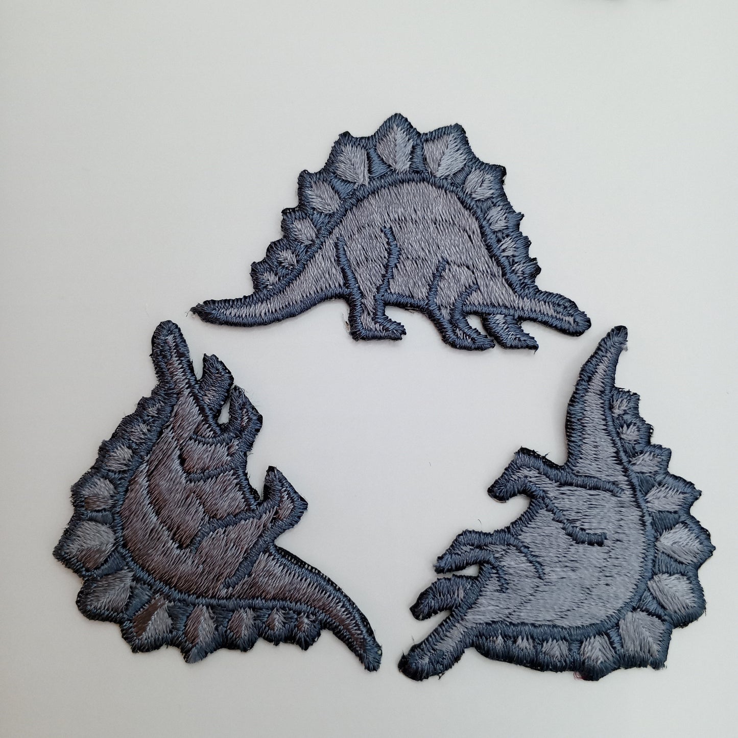 Gray Stegosaurus Dinosaur Iron on Patches #478