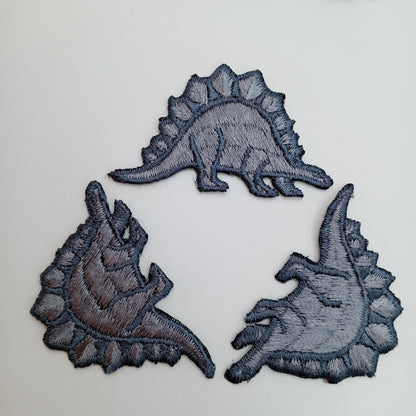 Gray Stegosaurus Dinosaur Iron on Patches #478