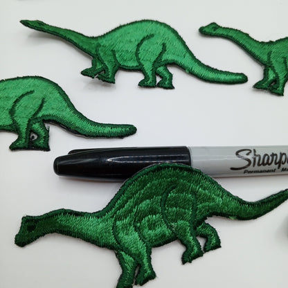 Green Brontosaurus Dinosaur Iron on Appliqué Patches #474