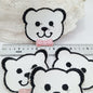 Black White Bear Iron on Patches with pink ribbon appliques #464