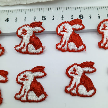 White red, cute bunny sewing appliqué #452