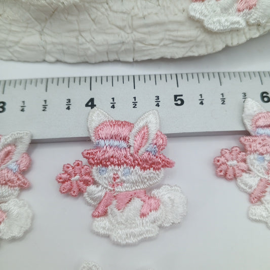 Baby blue pink Hat Easter bunny Patches sewing appliqué #448