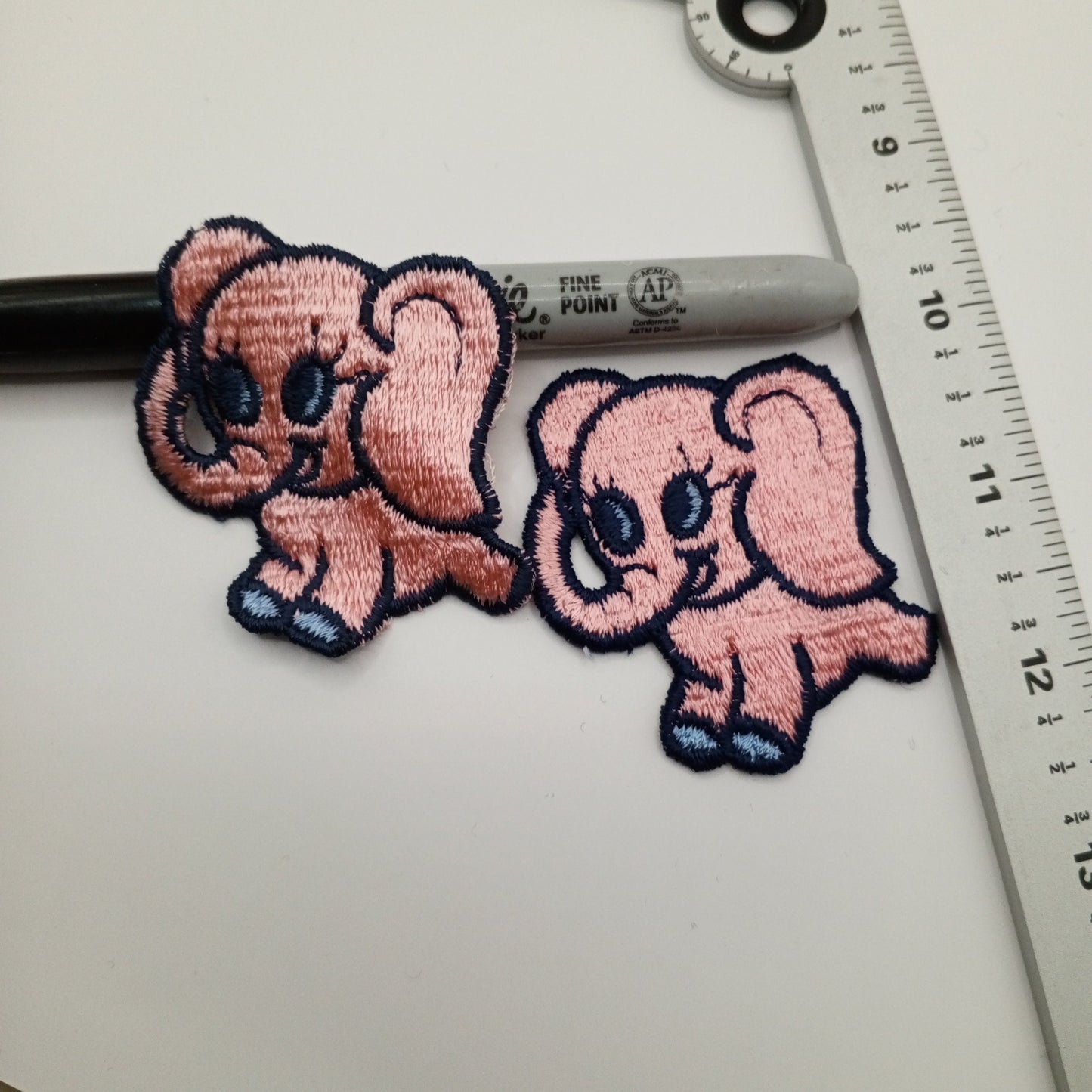 Black blue pink elephant, sewing appliqué Patches #444