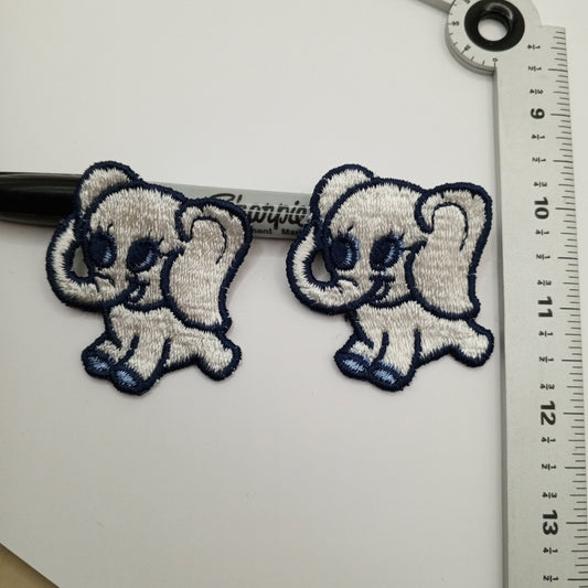 Black light blue white elephant, sewing appliqué Patches #442