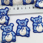 Blue ivory teddy bear Patches sewing appliqué #469