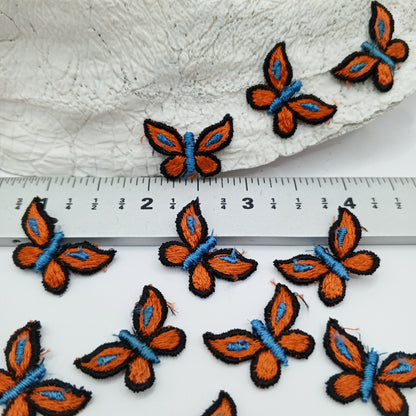 Blue orange black butterfly sewing applique #494