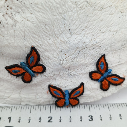 Blue orange black butterfly sewing applique #494