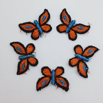 Blue orange black butterfly sewing applique #494