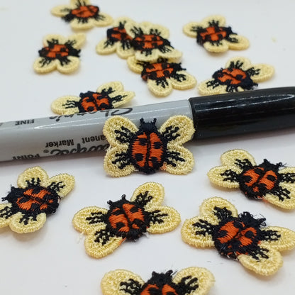 Yellow orange black ladybug sewing  applique #493