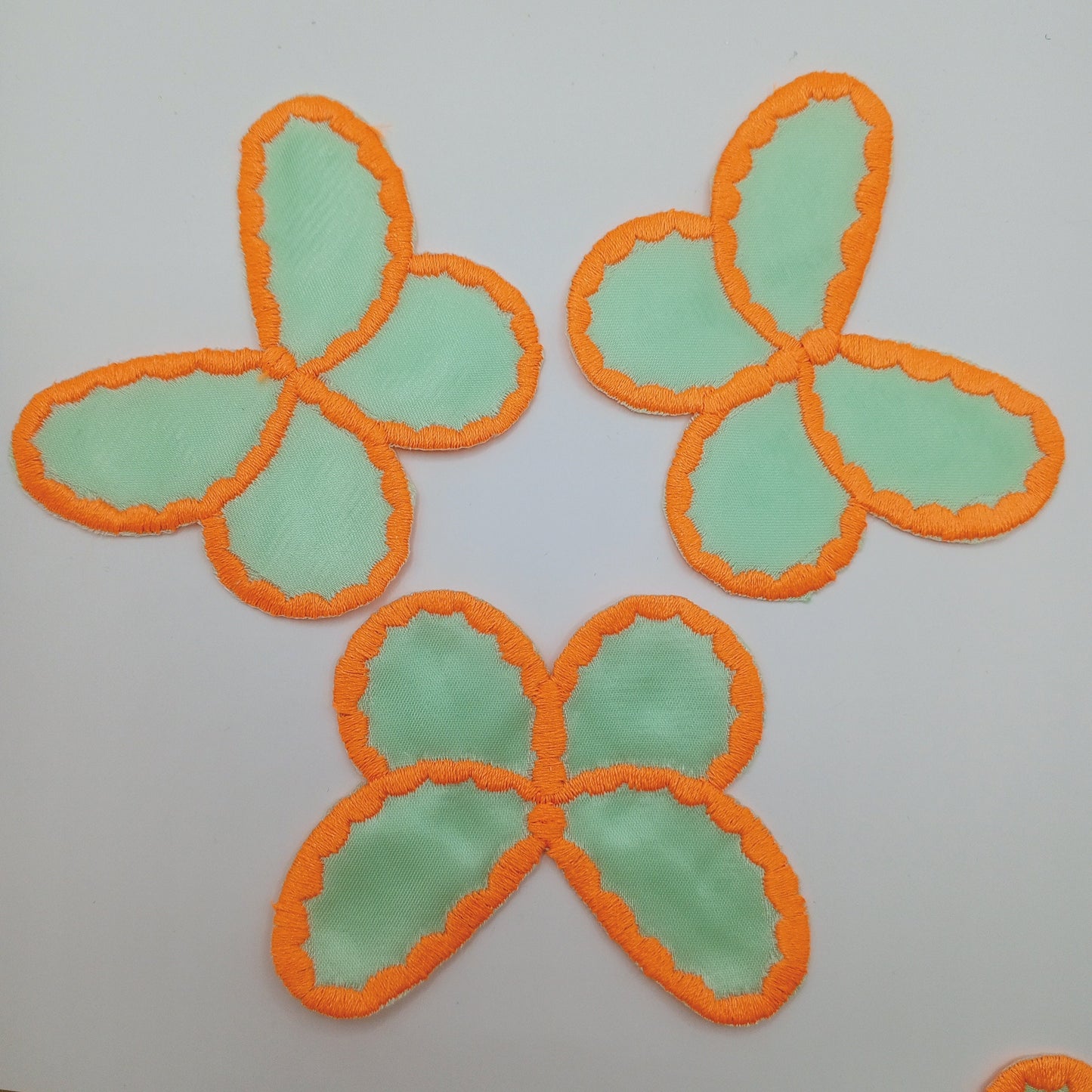 Neon Orange Seaform Green Butterfly Iron on Patches #489