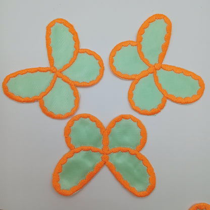 Neon Orange Seaform Green Butterfly Iron on Patches #489