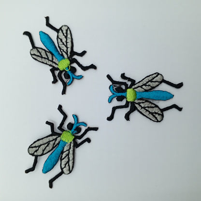 Green blue black fly iron on Patches sewing appliqué #485