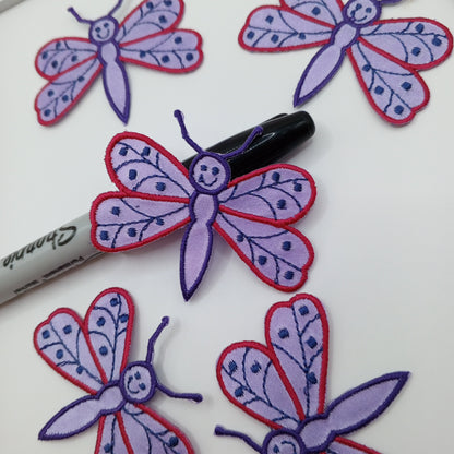 Pink purple Cute dragonfly iron on Patches sewing appliqué #483