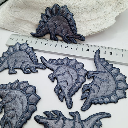 Gray Stegosaurus Dinosaur Iron on Patches #478