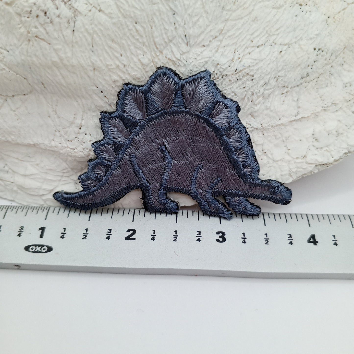 Gray Stegosaurus Dinosaur Iron on Patches #478