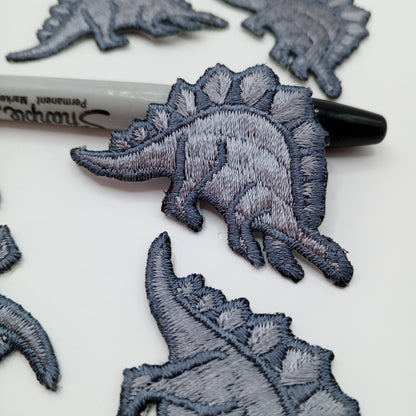 Gray Stegosaurus Dinosaur Iron on Patches #478